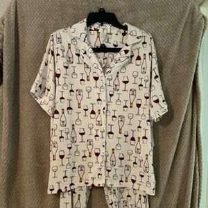 New With Tags OLIVIA SKY WINE NIGHT THEME PJS SIZE XXL IVORY